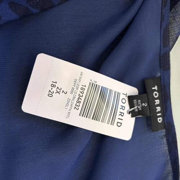 NEW Torrid Chiffon Ruffled Women's Navy Leopard Blouse Top 2X / 18-20 - Picture 6 of 8